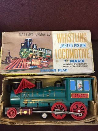 Vintage Boxed Marx Whistling Loco Train Battery Operated Circa 1970 