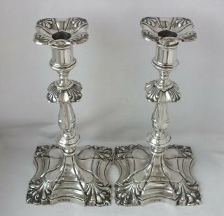Good Harrods 18 Cent.  Style Sterling Silver Candlesticks 1958/ H 22.  2cm