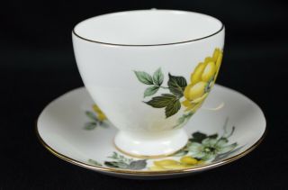 Queen Anne Bone China Yellow Floral Tea Cup and Saucer,  Made in England 2