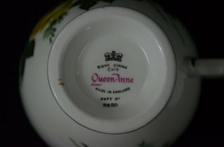 Queen Anne Bone China Yellow Floral Tea Cup and Saucer,  Made in England 8