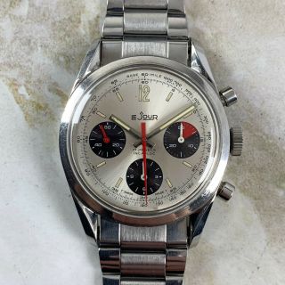 Vintage Lejour Panda Chronograph Wristwatch Valjoux 72 Twisted Lugs Rare Nr