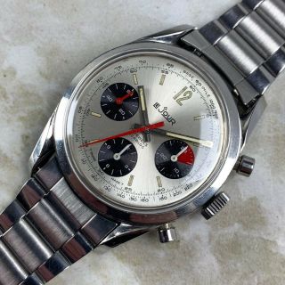 Vintage LeJour Panda Chronograph Wristwatch Valjoux 72 Twisted Lugs RARE NR 2