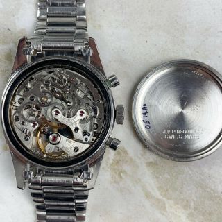 Vintage LeJour Panda Chronograph Wristwatch Valjoux 72 Twisted Lugs RARE NR 9