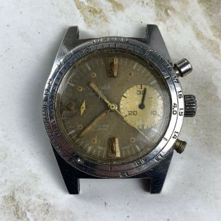 Vintage Aquastar Geneve Deepstar Chronograph Wristwatch Valjoux 23 For Repair Nr