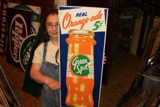 Vintage 1940 ' s Green Spot Orange - ade 5c Orange Soda Pop 36 