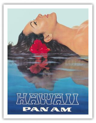Hawaii Pan Am Vintage Airline Travel Art Poster Print Giclée
