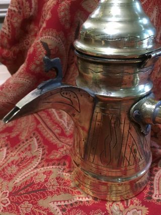 ANTIQUE MIDDLE EASTERN LONG HANDLED DALLAH COFFEE POT 4