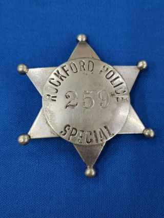 Vintage Rockford Police Metal Badge The C.  H.  Hanson Co.  Chicago