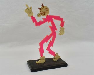 Vintage Reddy Kilowatt Figurine Stand Business Card Holder Advertising Electric