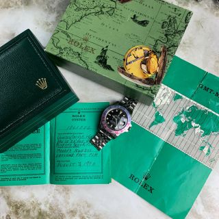 Vintage Rolex GMT - Master MK1 Long E Wristwatch Ref.  1675 Fuscia Bezel FULL SET 12