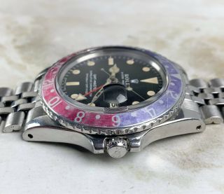 Vintage Rolex GMT - Master MK1 Long E Wristwatch Ref.  1675 Fuscia Bezel FULL SET 6