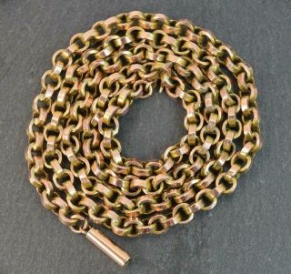 Victorian 18 " Long 9ct Rose Gold Antique Belcher Link Necklace Chain P1891