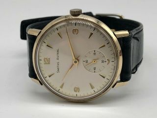 Vintage 9ct 9k Solid Gold Mens Smiths Astral Watch (british Railways)