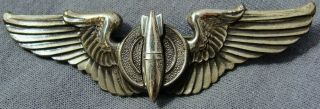 Wwii Sterling Us Army Air Corps Bombardier Pinback Wings 3 " 18 Grams