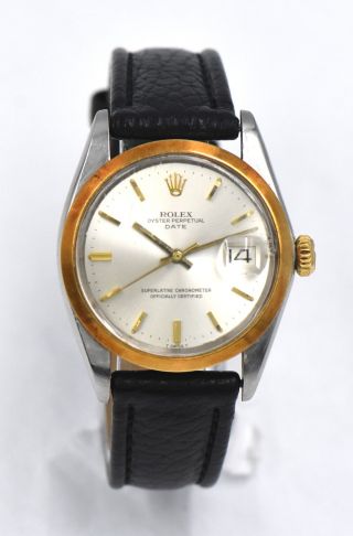 Vintage Rolex Oyster Perpetual 18k/ss Date 1500 Gents Cal 1570 Wristwatch 1968