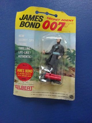 1965 James Bond 007 Gilbert Figure With Scuba Outfit,  On Card