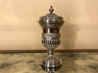 Magnificent Marked Spanish Sterling Silver 925 Trophy Cup And Cover.  369 Gr