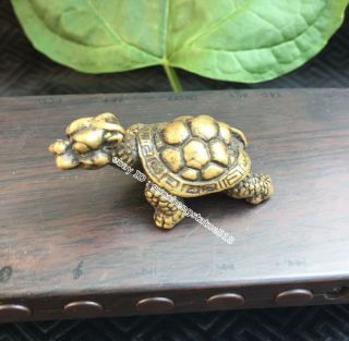 5 Cm Chinese Pure Bronze Dragon Tortoise Turtle Fengshui Animal Amulet Statue