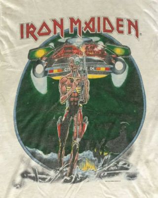 1987 Vintage Iron Maiden Concert T - Shirt " Eddie Lives " Somewhere On Tour Large L