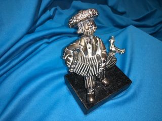 Vintage Frank Meisler Sculpture.  925 Silver Hasidic Rabbi Playing Accordian 2