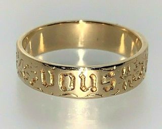 14 Ct Yellow Gold Wedding Band " Vous Et Nul Autre  You And Nobody Else " Size M