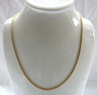 Vintage 14k Yellow Gold 24 Inch Diamond Cut Rope Necklace