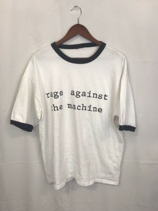 Vintage Rage Against The Machine Ringer T Shirt Men 