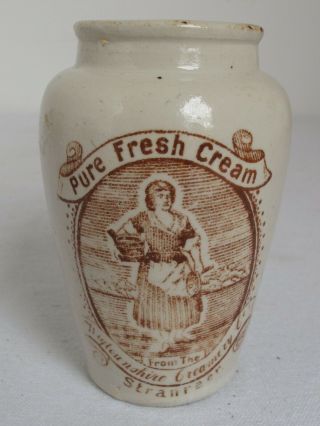 Antique Wigtownshire Pure Fresh Cream Stoneware Crock / Pot