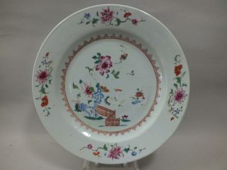 An 18thc Famille Rose Chinese Porcelain Plate With Exotic - Bird