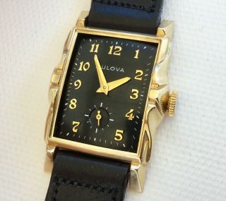 Rare C.  1951 Vintage Men’s Bulova “brunswick” 14k Solid Gold Watch W/fancy Case
