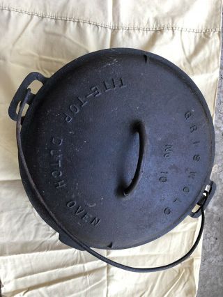 Griswold No.  10 Cast Iron Vintage Tite - Top Dutch Oven Slant Logo