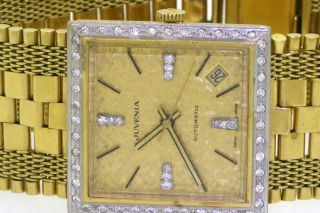 Juvenia vintage heavy 18K gold.  50CT VS diamond automatic men ' s watch w/ date 3