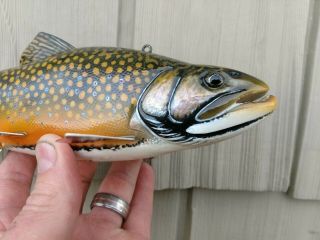 JACOB SAZAMA FEMALE BROOK TROUT FISH DECOY WOOD CARVING FISHING LURE 11