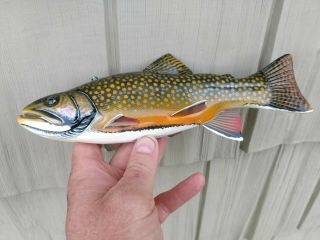 JACOB SAZAMA FEMALE BROOK TROUT FISH DECOY WOOD CARVING FISHING LURE 12