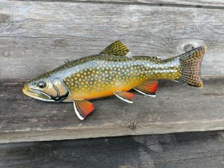 JACOB SAZAMA FEMALE BROOK TROUT FISH DECOY WOOD CARVING FISHING LURE 3