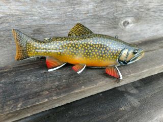 JACOB SAZAMA FEMALE BROOK TROUT FISH DECOY WOOD CARVING FISHING LURE 4