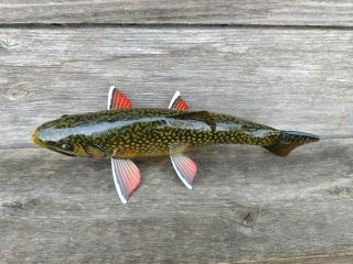 JACOB SAZAMA FEMALE BROOK TROUT FISH DECOY WOOD CARVING FISHING LURE 6