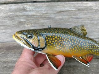 JACOB SAZAMA FEMALE BROOK TROUT FISH DECOY WOOD CARVING FISHING LURE 7