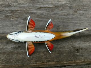 JACOB SAZAMA FEMALE BROOK TROUT FISH DECOY WOOD CARVING FISHING LURE 9