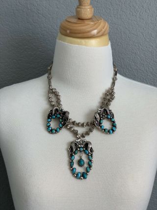 Vintage Navajo Squash Blossom Necklace,  100 Authentic