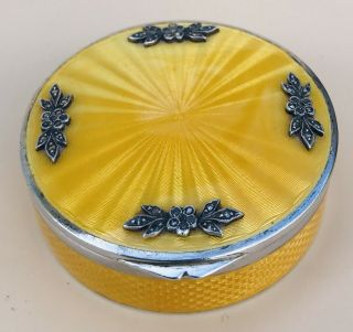 Lovely Austrian Solid Silver Guilloche Enamel Marcasite Box,  C1900