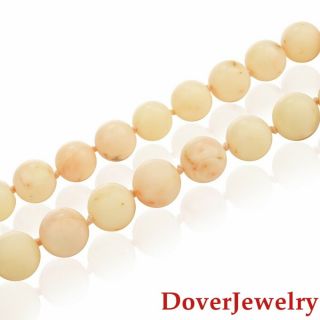 Estate Angel Skin Coral 18k Yellow Gold Bead Necklace 70.  0 Grams Nr