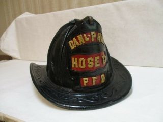 Antique Cairns Leather Fire Helmet - Daniel P.  Hays Hose Co.  - Pleasantville,  Ny