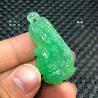 Collectible Green Jadeite Jade Carved Handwork Chinese Fortune Cabbage Pendant