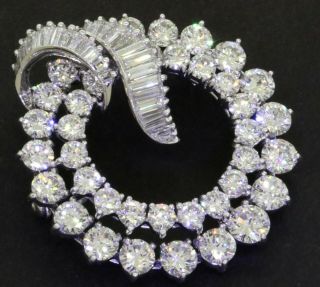 Vintage 1950s Heavy Platinum 10ctw Vs1/f Diamond Cluster Circle/wreath Brooch