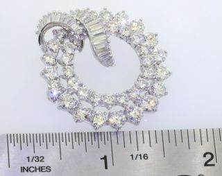 Vintage 1950s heavy Platinum 10CTW VS1/F diamond cluster circle/wreath brooch 3