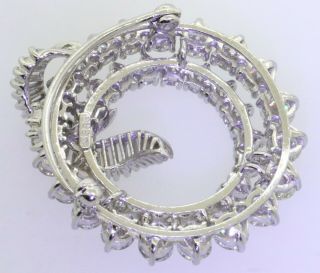 Vintage 1950s heavy Platinum 10CTW VS1/F diamond cluster circle/wreath brooch 4