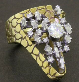 La Triomphe Vintage Heavy 14k Gold 2.  11ctw Vs Diamond Cocktail Ring W/.  75ct Ctr