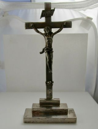 Large Crucifix Sterling Silver Cross Je Caldwell Heavy Signed Hallmarked Skull