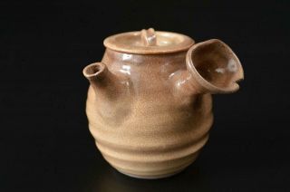 T6455: Japanese Old Hagi - Ware White Glaze Teapot Kyusu Sencha,  Tea Ceremony